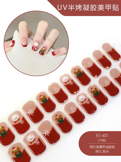 20 Tips Christmas Series UV Semi-cured Gel Nail Stickers