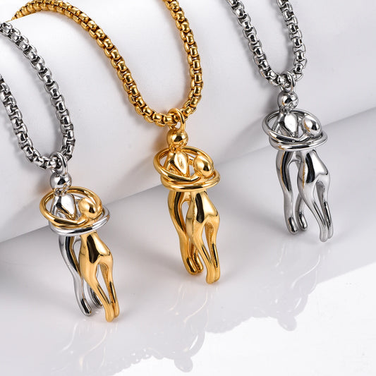Couple's Stainless Steel Fashion Hug
