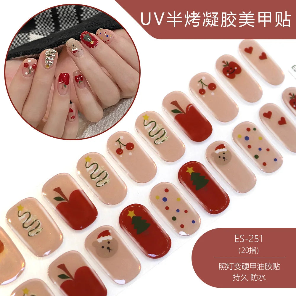 20 Tips Christmas Series UV Semi-cured Gel Nail Stickers
