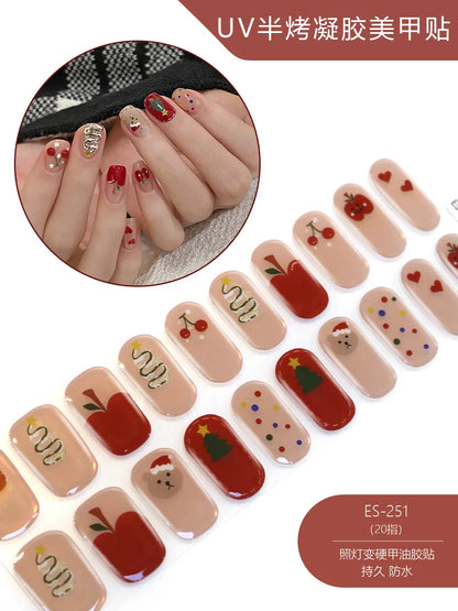 20 Tips Christmas Series UV Semi-cured Gel Nail Stickers