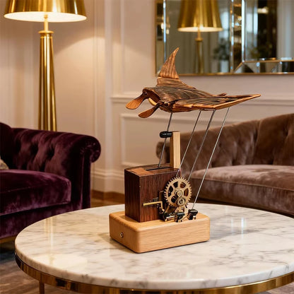 Artisan Wooden Manta Ray Automaton Handcrafted