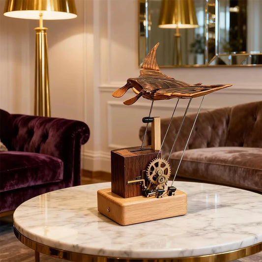 Artisan Wooden Manta Ray Automaton Handcrafted