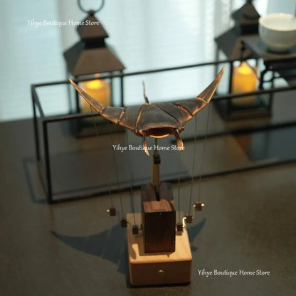 Hand-carved Flying Manta Ray. Unique Wooden Desktop Ornament for Home/Office Decoration & Gifting