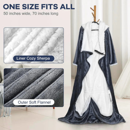 Electric Wearable Blanket with Sleeves Hood and Foot Pocket