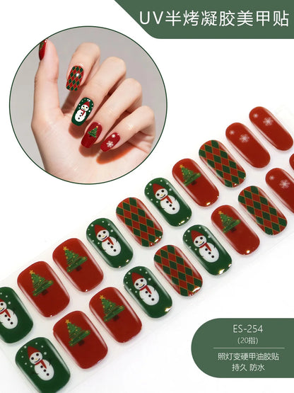 20 Tips Christmas Series UV Semi-cured Gel Nail Stickers